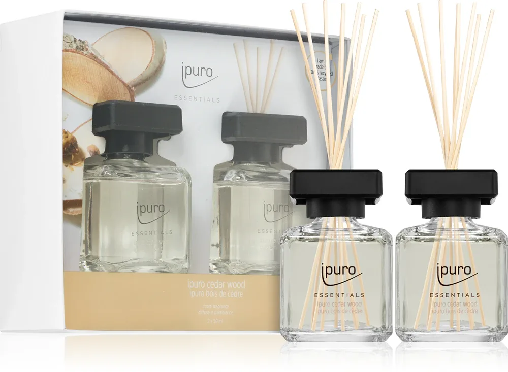 Подарочный набор ароматов для дома ipuro Essentials Cedar Wood с древесным ароматом, с палочками, 2 × 50 мл