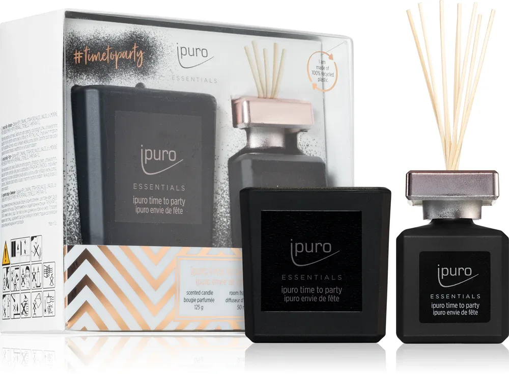 Подарочный набор ароматов для дома ipuro Essentials Time To Party с фруктовым ароматом, диффузор и свеча, 1 шт