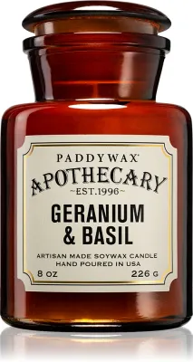 Paddywax Apothecary Geranium & Basil - духовая свеча, 226 г