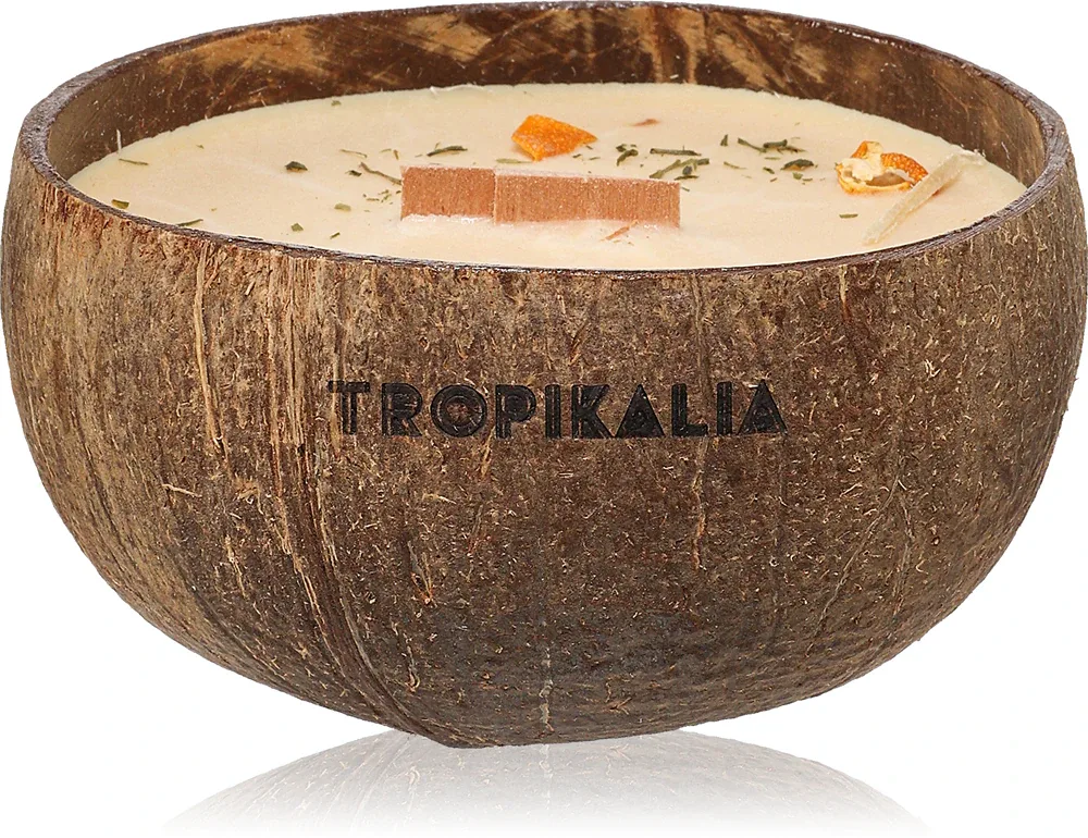 Tropicandle Sandalwood & Tangerine - Ароматическая свеча с деревянным фитилем с деревянным фитилем, 350 мл