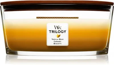 Woodwick Trilogy Cafe Sweets - Душистая свеча с деревянным фитилем (hearthwick) для дома с деревянным фитилем (hearthwick), 453.6 г