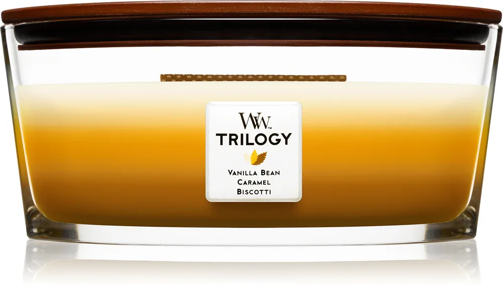 Woodwick Trilogy Cafe Sweets - Душистая свеча с деревянным фитилем (hearthwick) для дома с деревянным фитилем (hearthwick), 453.6 г