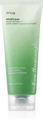 Anua Heartleaf Quercetinol Pore Deep Cleansing Foam - Пенка для глубокого очищения жирной и комбинированной кожи, 150 мл