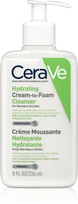 CeraVe Cleansers Hydrating Cream-to-Foam Cleanser - Пенящийся крем для очищения кожи для нормальной и сухой кожи
