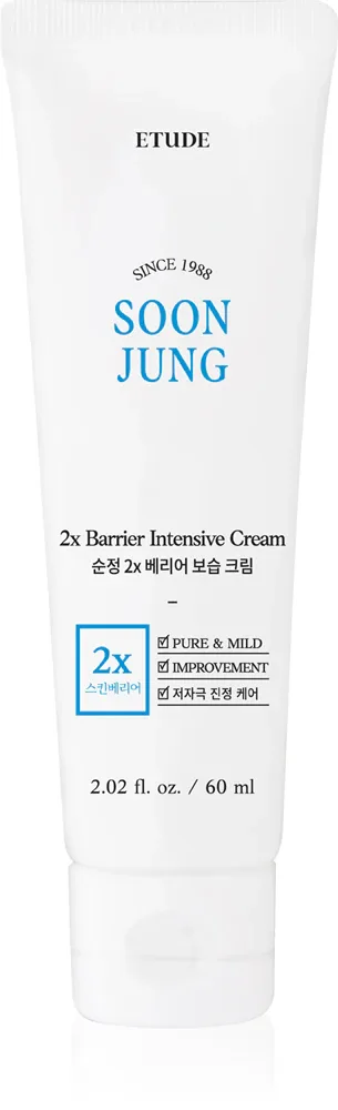 ETUDE SoonJung 2x Barrier Intensive Cream - Крем интенсивного увлажнения, восстанавливающий защитный барьер кожи, 60 мл