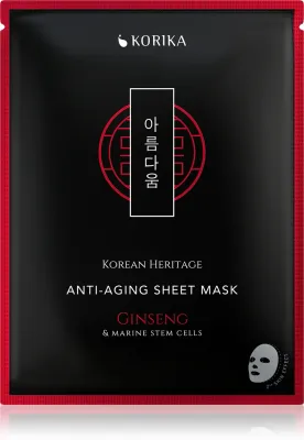 Маска для лица тканевая KORIKA Korean Heritage Red Ginseng Adenosine Anti-aging Sheet Mask против морщин, с красным женьшенем, 25 г