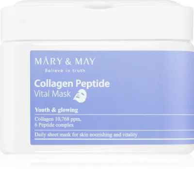 MARY & MAY Collagen Peptide Vital Mask - Набор тканевых масок с антивозрастным действием, 30 шт