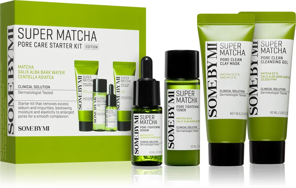 Some By Mi Super Matcha Pore Care Starter Kit - Подарочный набор для очищения пор и придания матового вида коже