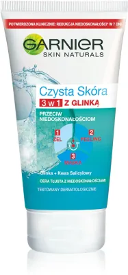Скраб для лица Garnier Czysta Skora Pure очищающий 3 в 1, гель-скраб-маска, для жирной кожи, 150 мл