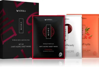 KORIKA KOREAN SKIN CARE ROUTINE SET OF 3 ANTI-AGING SHEET MASKS - Крем против морщин
