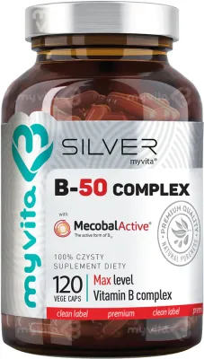 Капсулы MyVita Silver witamina B-50 complex комплекс восьми форм витамина B, 120 капсул
