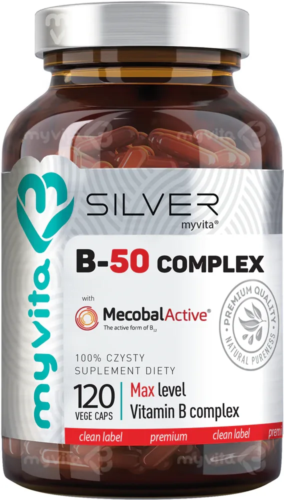 Капсулы MyVita Silver witamina B-50 complex комплекс восьми форм витамина B, 120 капсул