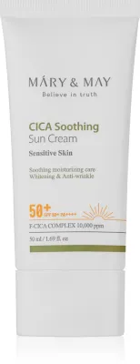 MARY & MAY Cica Soothing - Смягчающий защитный крем SPF 50+, 50 мл