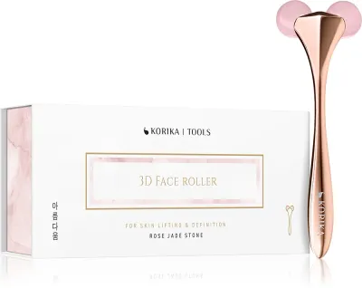 Роллер для массажа лица KORIKA Tools 3D Face Roller Rose Jade Stone нефритовый, для лица и шеи Rose Jade Stone