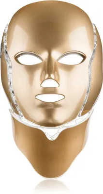 Маска LED для лица и шеи PALSAR7 LED Mask Face and Neck с 7 гальваническими электродами, 1 шт Gold