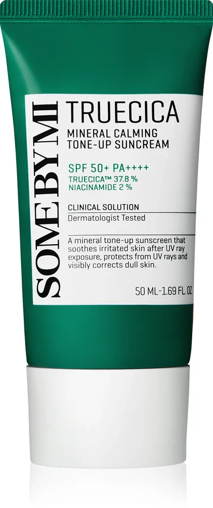 Some By Mi Truecica Mineral Calming Tone-up Suncream - Смягчающий защитный крем SPF 50+, 50 мл