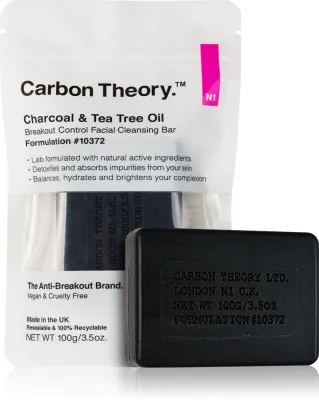 Carbon Theory Charcoal & Tea Tree Oil - Мыло для очищения кожи в виде кубика для нежного удаления, 100 г
