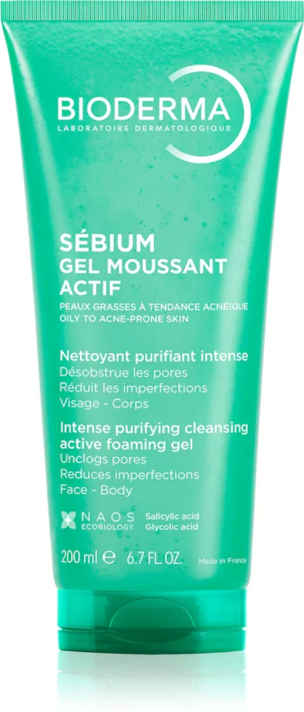Bioderma Sebium Gel Moussant Actif - Глубоко очищающий гель для жирной и проблемной кожи, 200 мл