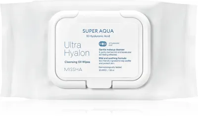 Missha Super Aqua 10 Hyaluronic Acid - Салфетки для очищения кожи перед снятием макияжа, 30 шт