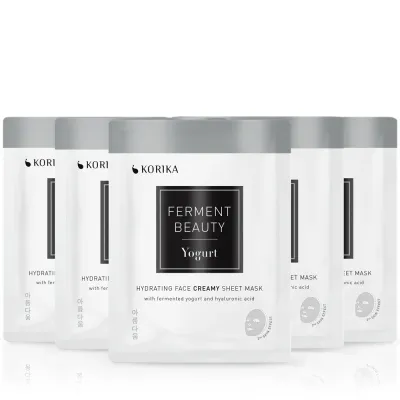 KORIKA FermentBeauty Set of 5 Hydrating Face Sheet Masks with Fermented Yogurt and Hyaluronic Acid - Набор масок для лица по сниженной цене