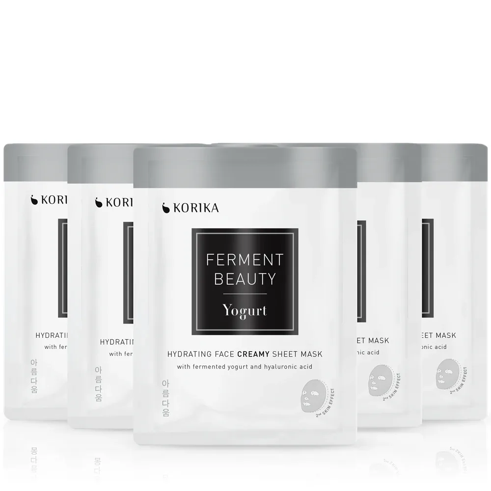 KORIKA FermentBeauty Set of 5 Hydrating Face Sheet Masks with Fermented Yogurt and Hyaluronic Acid - Набор масок для лица по сниженной цене