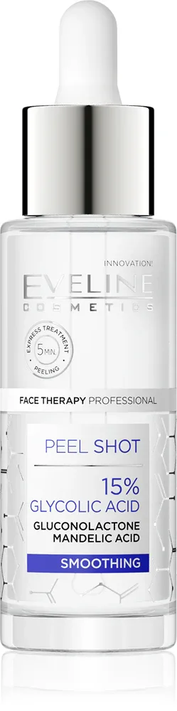 Eveline Cosmetics Serum Shot 15% Glycolic Acid - Скраб для лица для выравнивания тона кожи, 30 мл