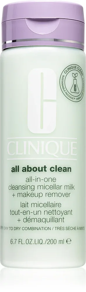 Clinique All About Clean All-in-One Cleansing Micellar Milk + Makeup Remover - Нежное молочко для очищения сухой и очень сухой кожи, 200 мл