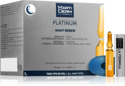MartiDerm Platinum Night Renew - Сыворотка против морщин для ночного ухода в ампулах