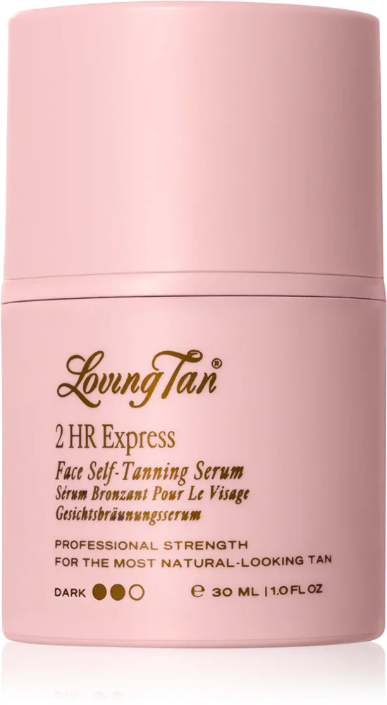 Автозагар для лица Loving Tan 2 HR Express с гиалуроновой кислотой и маслом жожоба, 30 мл, оттенок Dark