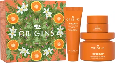 Origins The Glow Boosting Collection Ginzing Set - Подарочный набор с осветляющим эффектом для лица, 1 шт