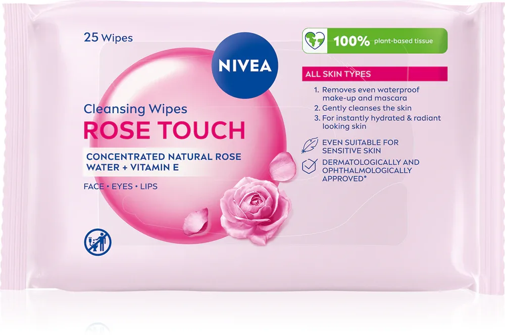 NIVEA MicellAir Rose Touch - Очищающие мицеллярные салфетки для лица, 25 шт