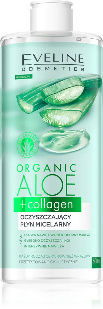 Eveline Cosmetics Organic Aloe+Collagen - очищающая мицеллярная вода, 500 мл