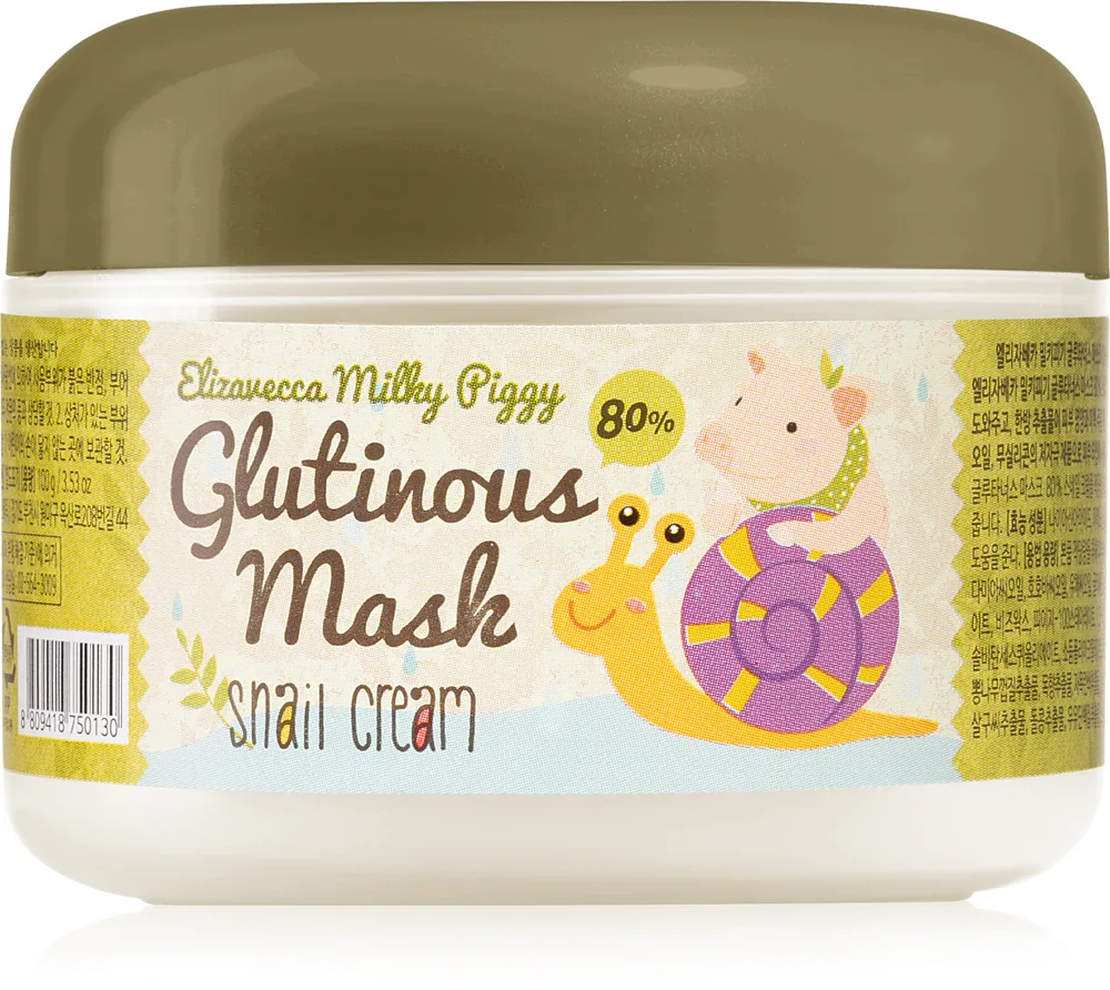 Elizavecca Milky Piggy Glutinous Mask 80% Snail Cream - Маска интенсивного увлажнения и питания с экстрактом улиточного слизи, 100 г