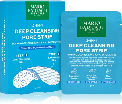 Mario Badescu 2-in-1 Deep Cleansing Pore Strip - Крем для проблемной кожи 2 в 1, 6 шт