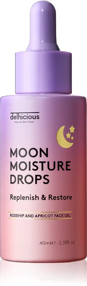 delhicious MOON MOISTURE DROPS - Масляная сыворотка питательная, восстанавливающая и омолаживающая кожу, 40 мл