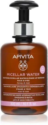 Apivita Cleansing Micellar Water - Мицеллярная вода для лица и области вокруг глаз успокаивающая, 300 мл