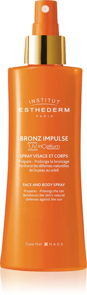 Institut Esthederm Bronz Impulse Face and Body Spray - Крем для тела: эмульсия для ускорения загара в спрее для лица и тела, обеспечивающая более стойкое загарание, 150 мл