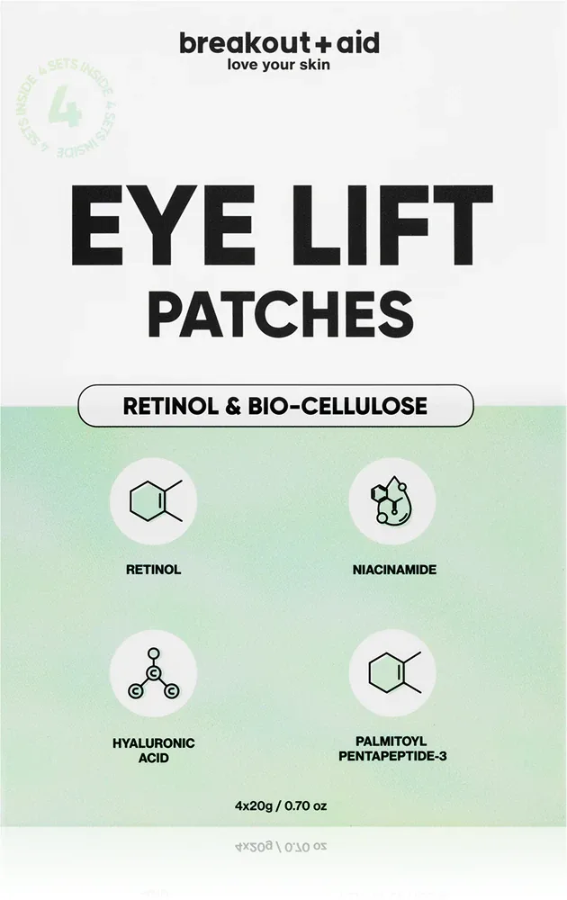 breakout + aid Eye Lift Patches - Маска для глаз с ретинолом, против морщин, 4 шт