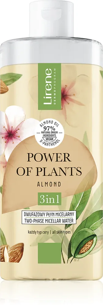 Lirene Power of Plants Almond - Мицеллярная вода 3 в 1 с успокаивающим действием, 400 мл