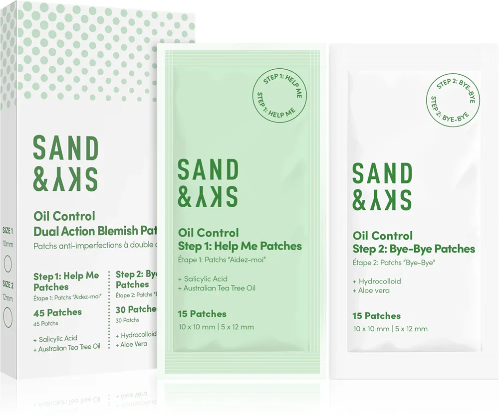 Sand & Sky Oil Control Dual Action Blemish Patches - Крем для лица против прыщей, 75 шт