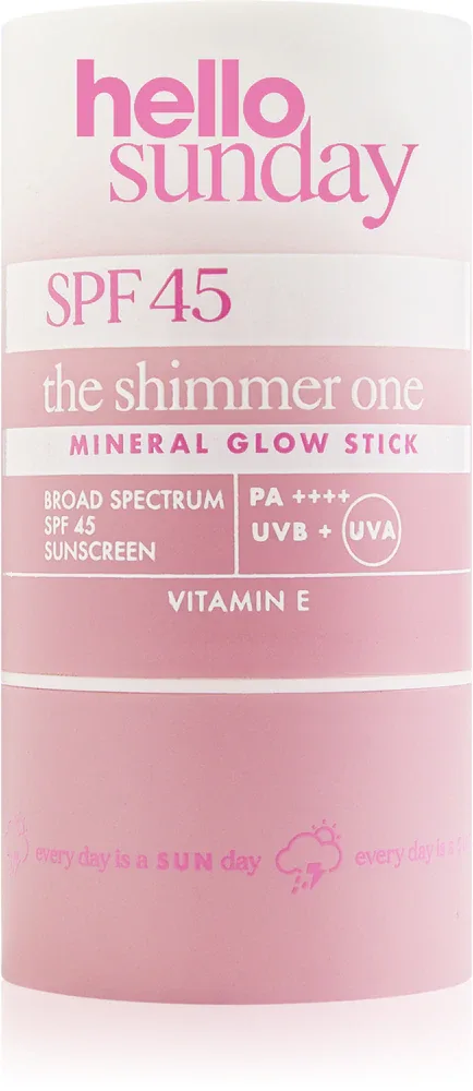 hello sunday the shimmer one mineral glow stick - Минеральный защитный стик для чувствительных участков SPF 45, 20 г