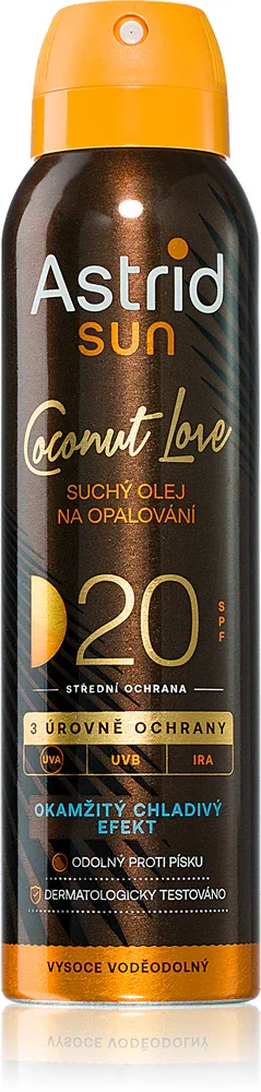 Astrid Sun Coconut Love - Сухое масло для загара SPF 20 ze średnią ochroną UV, 150 мл
