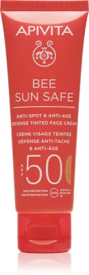Apivita Bee Sun Safe Anti-Spot and Anti-Age Tinted Face Cream SPF50 - Защитный тонирующий крем для лица SPF 50, 50 мл