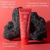 Apivita Bee Sun Safe Anti-Spot and Anti-Age Tinted Face Cream SPF50 - Защитный тонирующий крем для лица SPF 50, 50 мл, оттенок Natural — фото 3