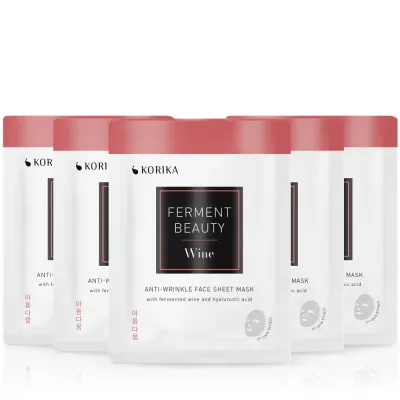 KORIKA FermentBeauty Set of 5 Anti-wrinkle Face Sheet Masks with Fermented Wine and Hyaluronic Acid - Набор масок для лица по сниженной цене