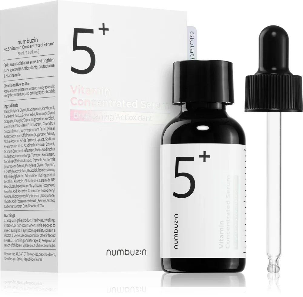 Numbuzin No. 5 Glutathione Vitamin Concentrated Serum - Концентрированная сыворотка для лица для кожи с пигментными пятнами, 30 мл