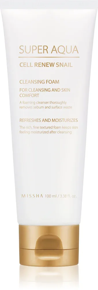 Missha Super Aqua Cell Renew Snail - Пенка для очищения кожи с экстрактом улиточного слизи, 100 мл
