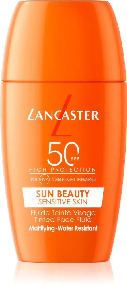 Lancaster Sun Sensitive Tinted Mattifying Fluid - Матирующий водостойкий эмульсия для лица SPF 50, 30 мл