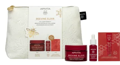 Apivita Beevine Elixir Gift Pouch (with Rich Cream) - Праздничный набор для лица, укрепляющий кожу, 1 шт