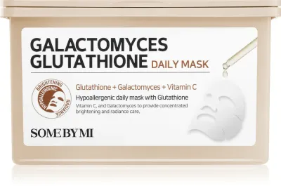 Some By Mi Galactomyces Glutathione Daily Mask Pack - Маска для лица, осветляющая в тканевом листе, большая упаковка, 30 шт
